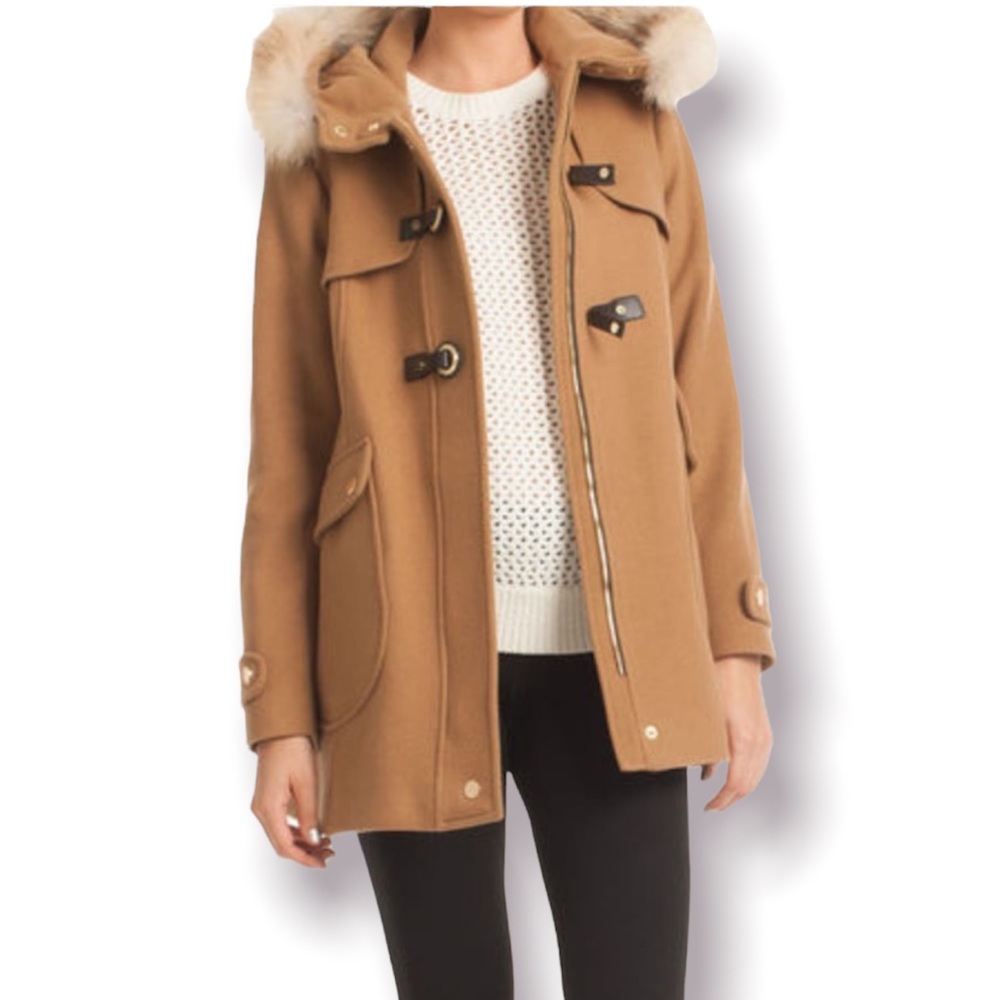 TRINA TURK | Fur Trimmed Elizabeth Toggle Winter Coat